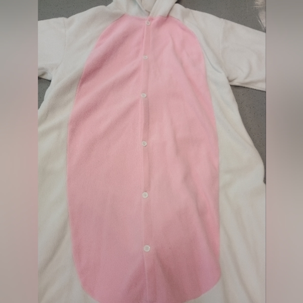 Silver Lilly Older Kids Large Unicorn Onsie Pajamas Costume - Pink and White - Picture 6 of 12
